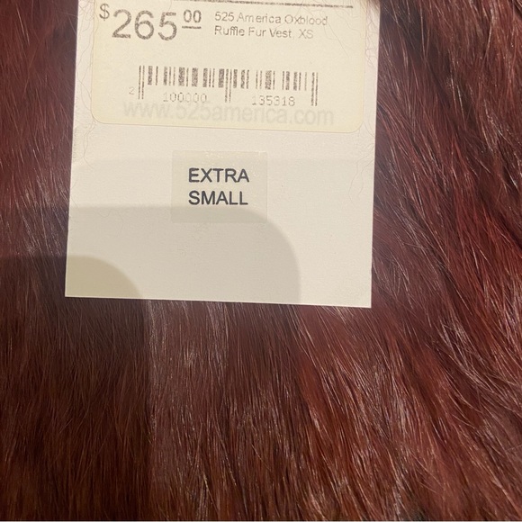 525 America, New with tags, rabbit fur vest, size XS - Picture 5 of 5